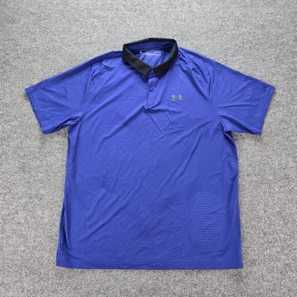 Under Armour Polo Shirt Mens XL Blue Short Sleeve Golf Performance Casual Preppy - Picture 1 of 7